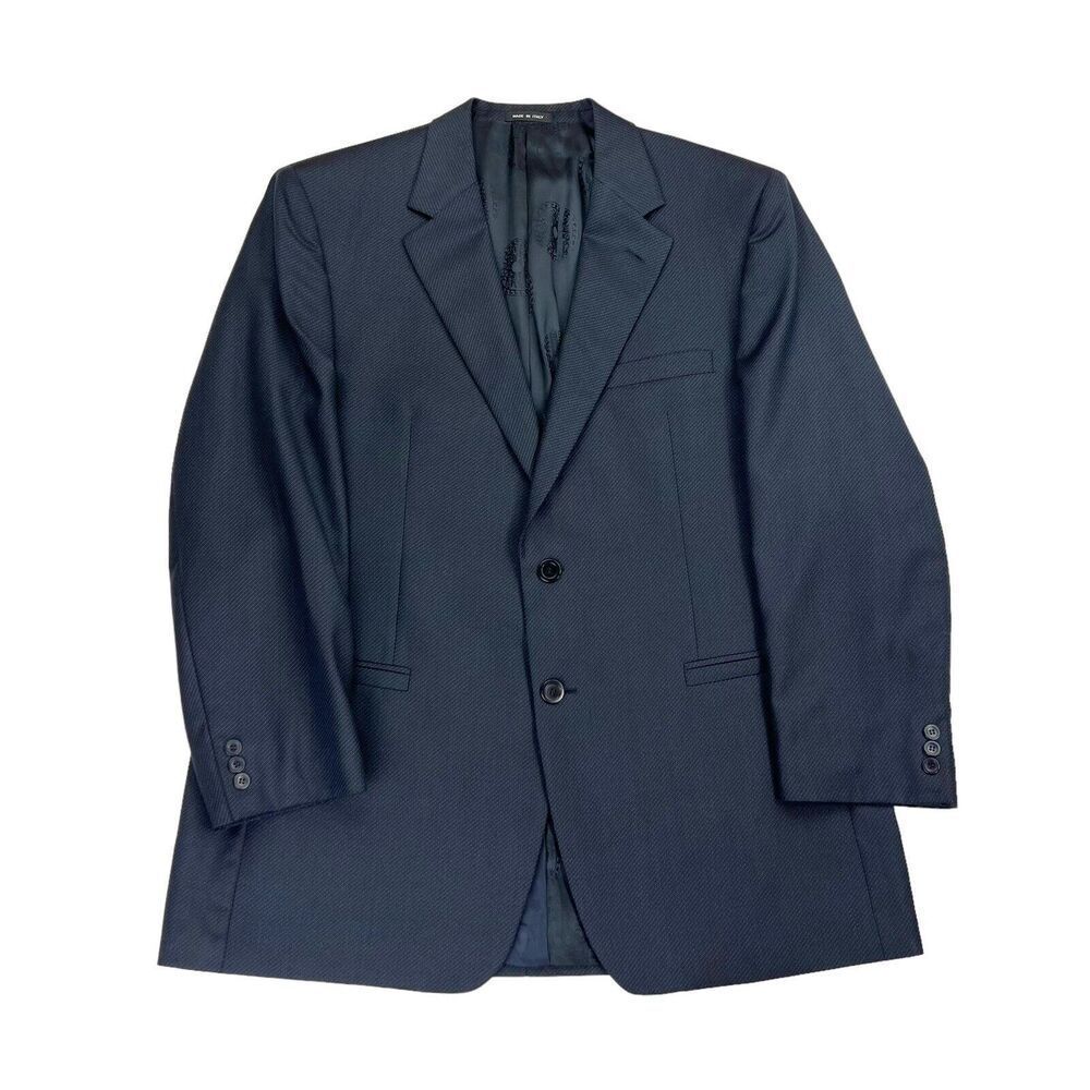Versace Classic V2 Black Bluish Tint Mens Wool Silk Blazer Sport US 44L EU 54L